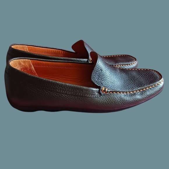 Geox Respira Mens Slip-On Shoes With Orange Stitching Dark Brown size 44 - Picture 3 of 12